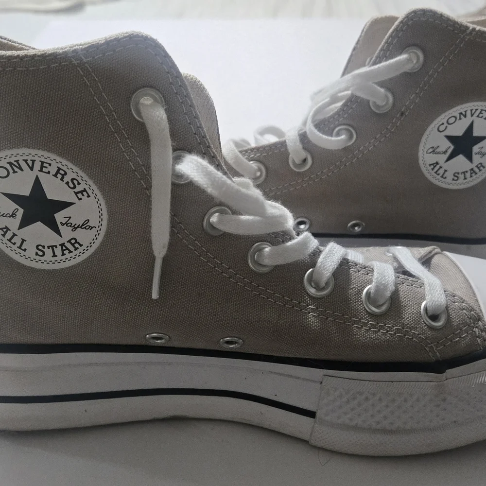 Converse Canvas High-Tops in Cream and White - Picture 1 of 8